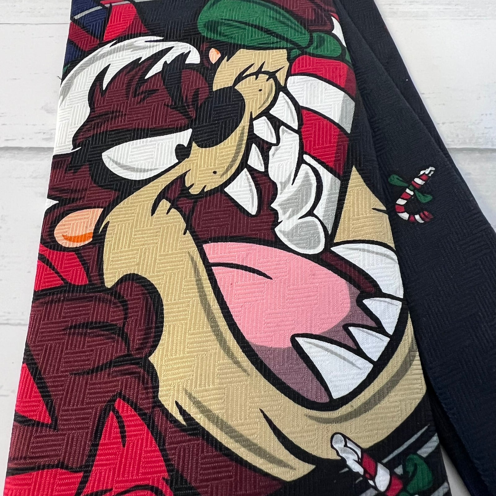 1998 Looney Tunes Taz Christmas Novelty Tie NWT Keith Daniel's Candy Cane Taz