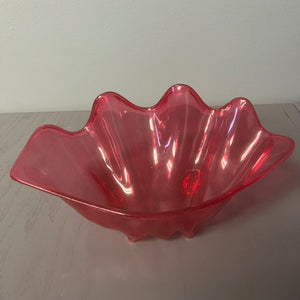 Acrylic Plastic Seashell Clam Shell Bowl 9 inch. Clear Pink Dish
