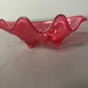 Acrylic Plastic Seashell Clam Shell Bowl 9 inch. Clear Pink Dish