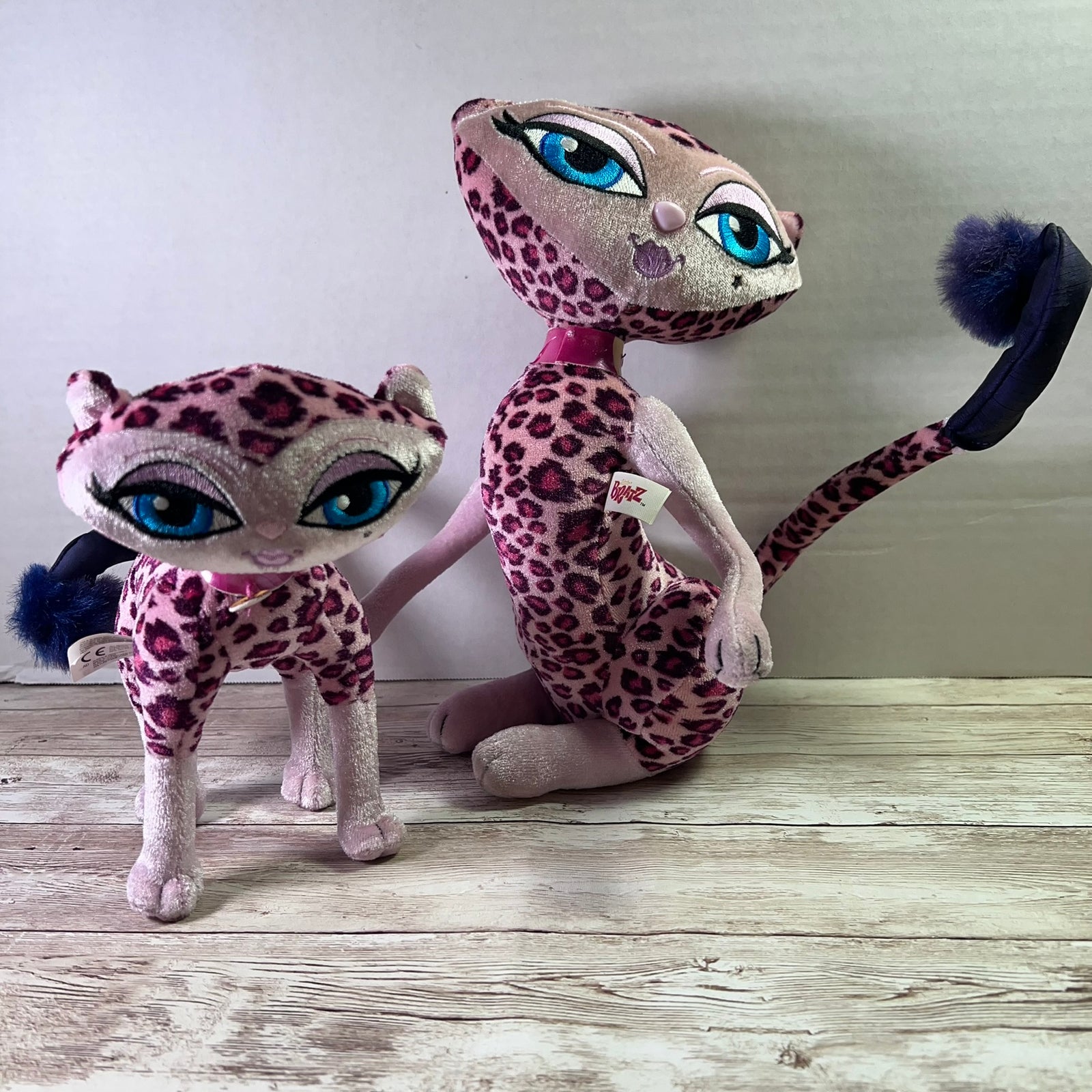 Bratz Petz Catz Kendall Pink Leopard Plush Cats Set of 2 MGA 2004 10" & 6"
