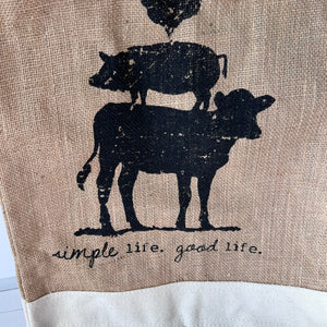 Col House Designs Farm Animal Tote Bag Jute Market Bag