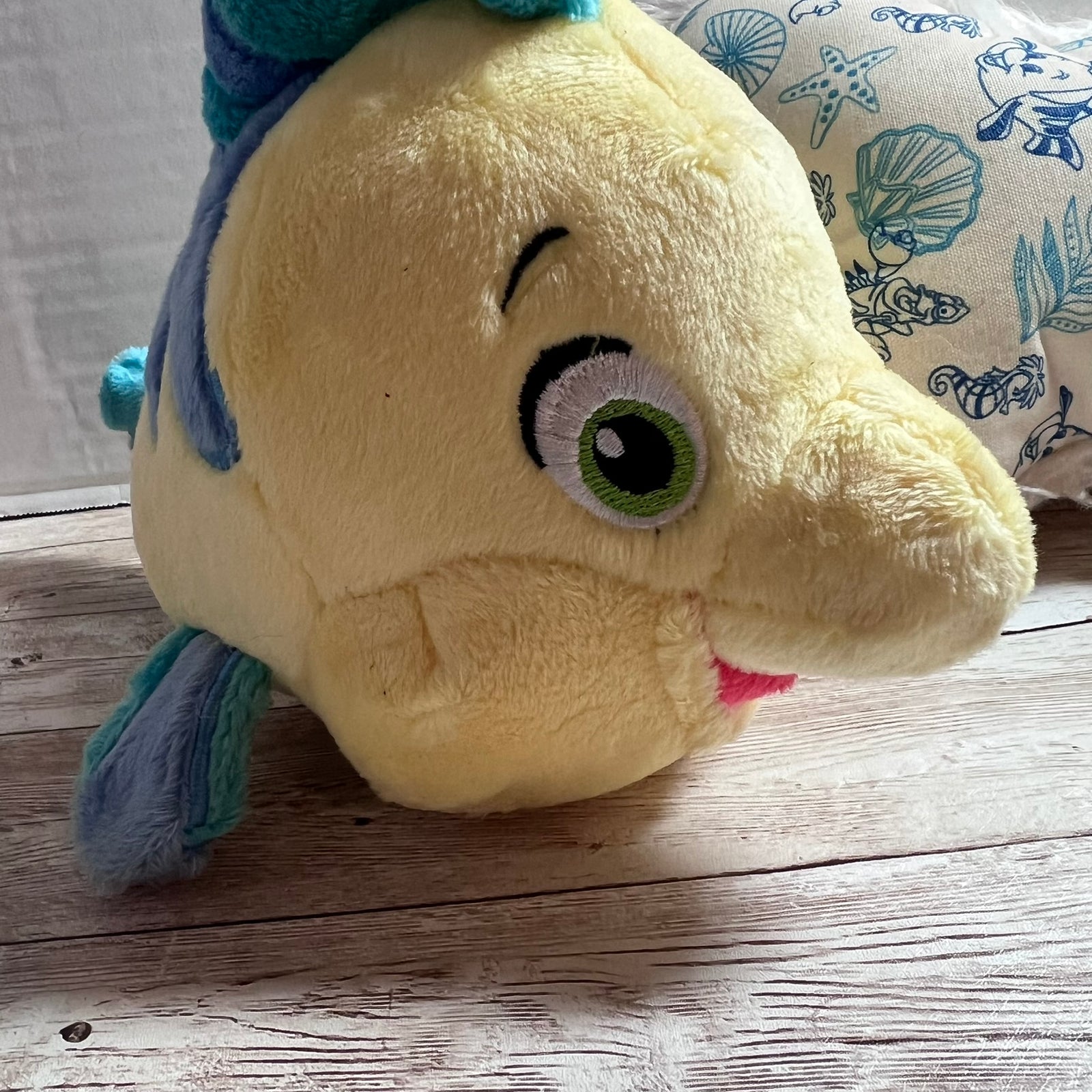 Disney Little Mermaid Dog Toy Set Flounder Plush Squeaky Bone Harry Barker