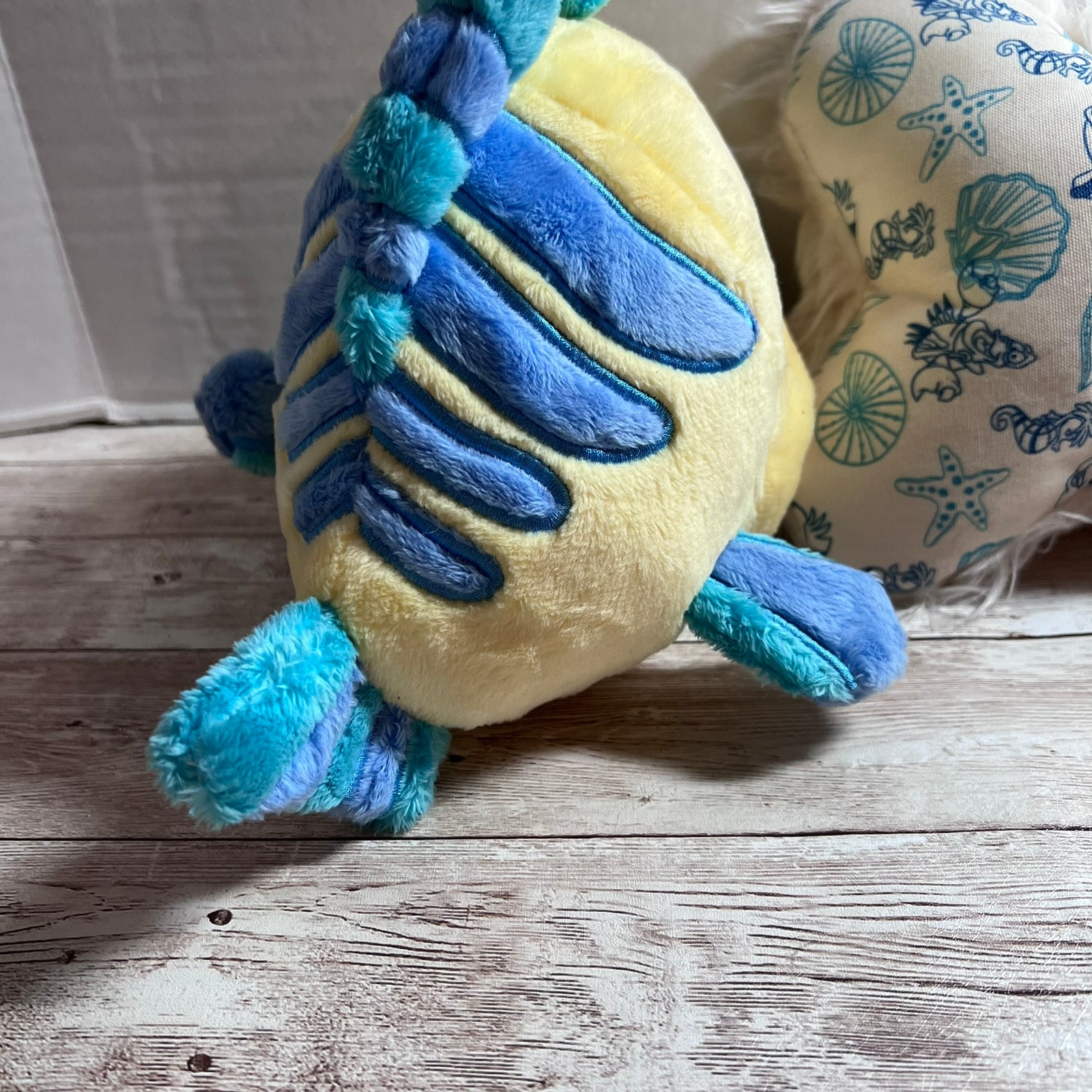 Disney Little Mermaid Dog Toy Set Flounder Plush Squeaky Bone Harry Barker
