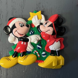 Disney Vintage Christmas Magnets Mickey Mouse Minnie Mouse Magnets Lot of 2