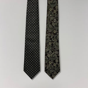 Geoffrey Beene Silk Tie Set 2 Paisley Geometric Green Vintage