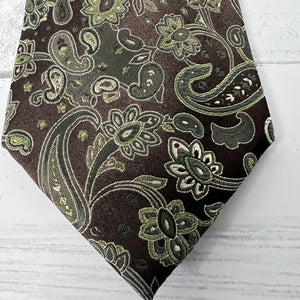 Geoffrey Beene Silk Tie Set 2 Paisley Geometric Green Vintage