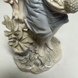 Girl Figurine Dressed In Blue with Fruit Basket 7 inch