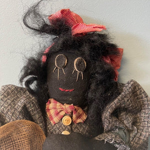 Handmade Ragdoll African American Folk Art Collectible 26 inch Doll
