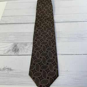 Patterned tie on a wooden surface