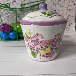 Harry and David Ceramic Canister Spring Floral Flowers Butterflies
