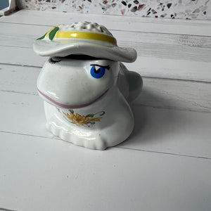 Avon Ceramic Winking Frog Potpourri Holder 1980