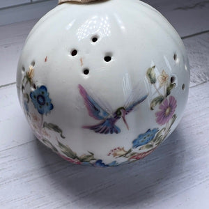 Village Bath Porcelain Pomander Ball Japan Hummingbird Floral Pattern