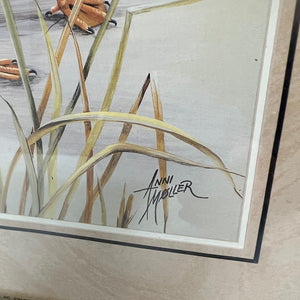 Mallard Duck Print Signed Anni Moller Matted Wood Frame