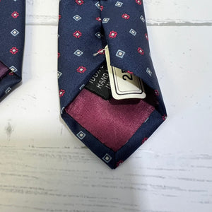 Mario Valentino Silk Tie Italy Navy Red Geometric Vintage