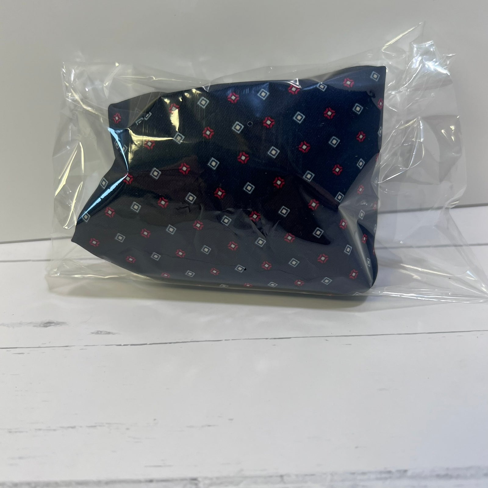 Mario Valentino Silk Tie Italy Navy Red Geometric Vintage