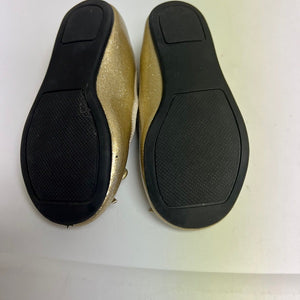 Nordstrom Metallic Gold Sparkle Ballet Flat Girls Size 7.5M Toddler