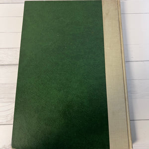 Green mat with beige border on a wooden floor