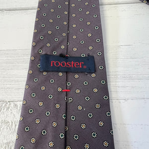 Rooster Inc Silk Tie Purple Daisy Foulard Italy Vintage