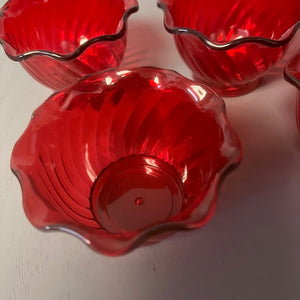 Stackable Ruby Red Small Plastic Dessert Cups Set of 5