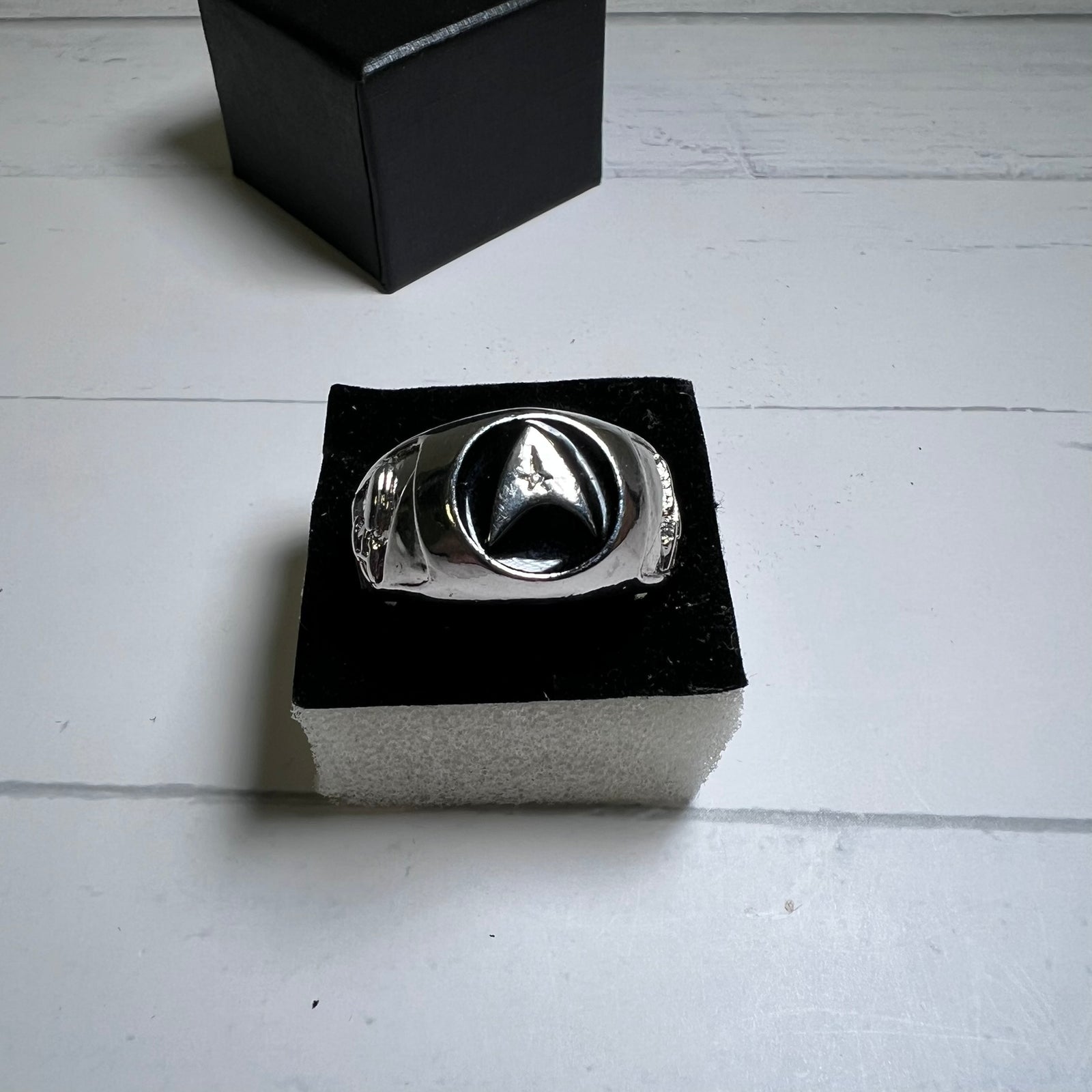 Star Trek 50th Anniversary Onyx Insignia Ring S925 The Final Frontier Size 10