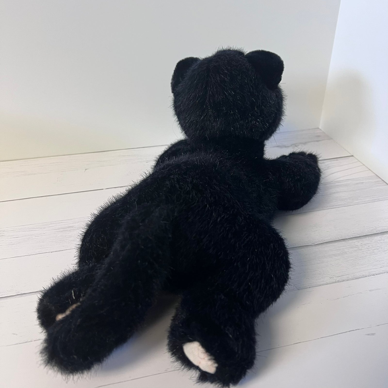Vintage 1992 Dakin Black Cat Plush 14" Tuxedo Kitty White Whiskers