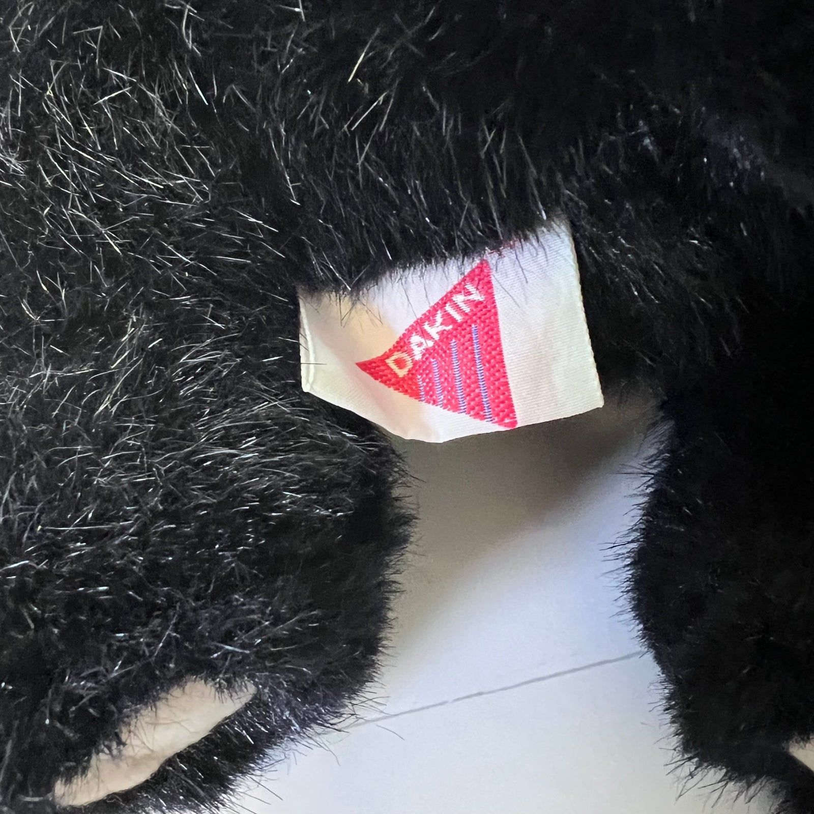 Vintage 1992 Dakin Black Cat Plush 14" Tuxedo Kitty White Whiskers