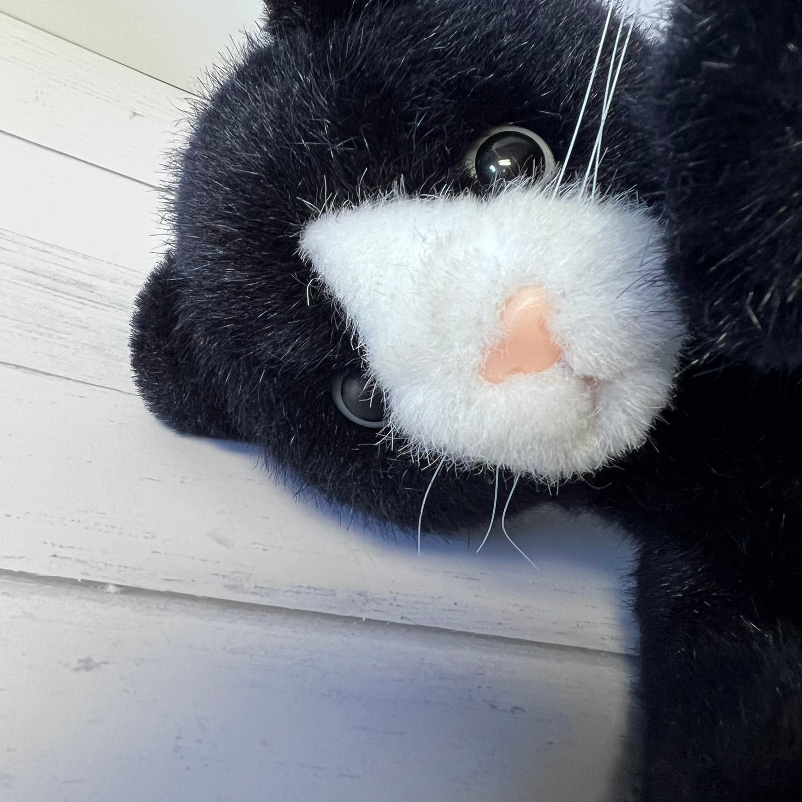 Vintage 1992 Dakin Black Cat Plush 14" Tuxedo Kitty White Whiskers