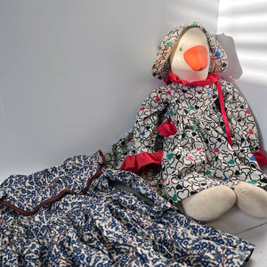 Vintage Country Goose Fabric Doll 26 Inch Folk Art With Dresses