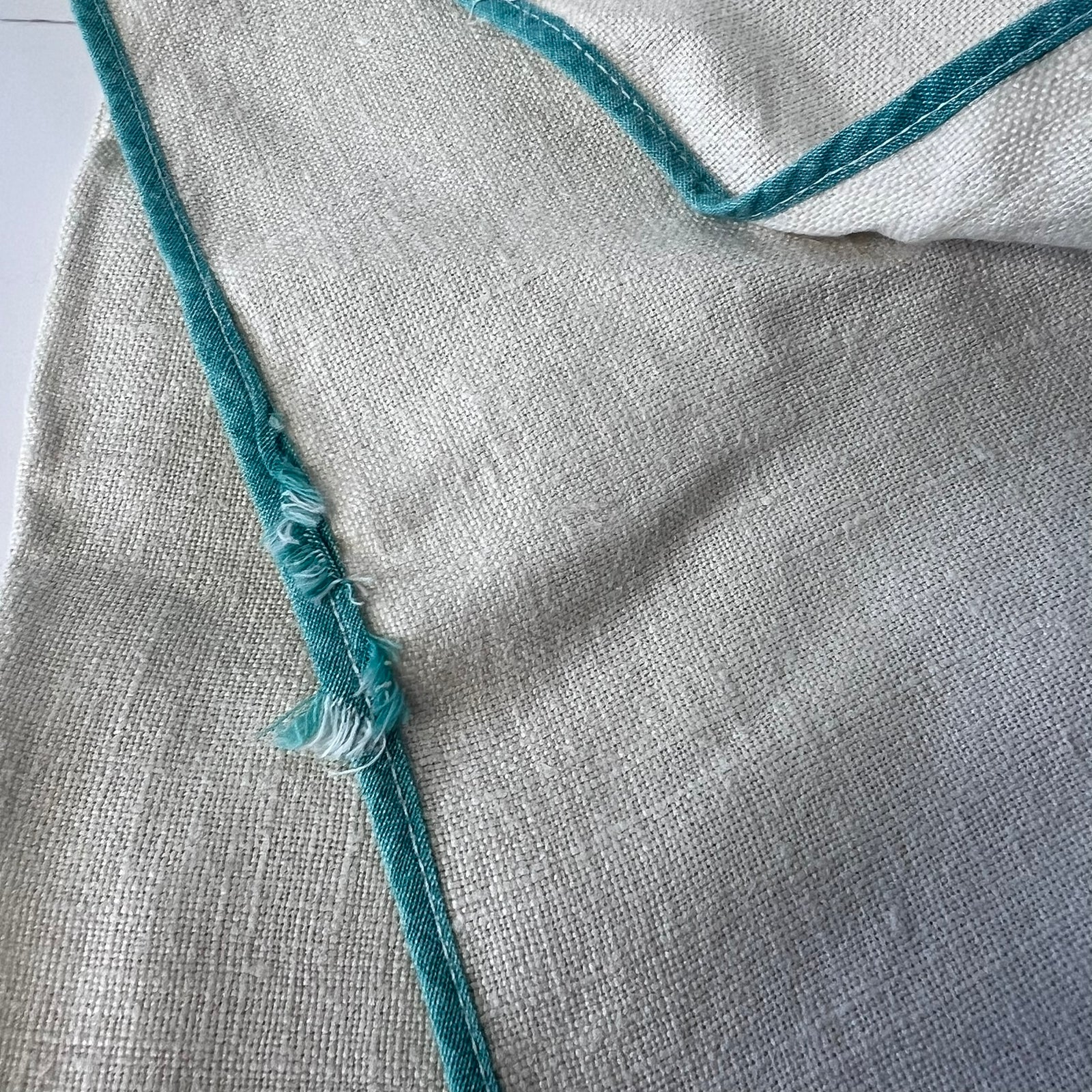 Vintage Hand Embroidered Linen Bridge Cloth Card Table Cover Puppy Motif 31x31