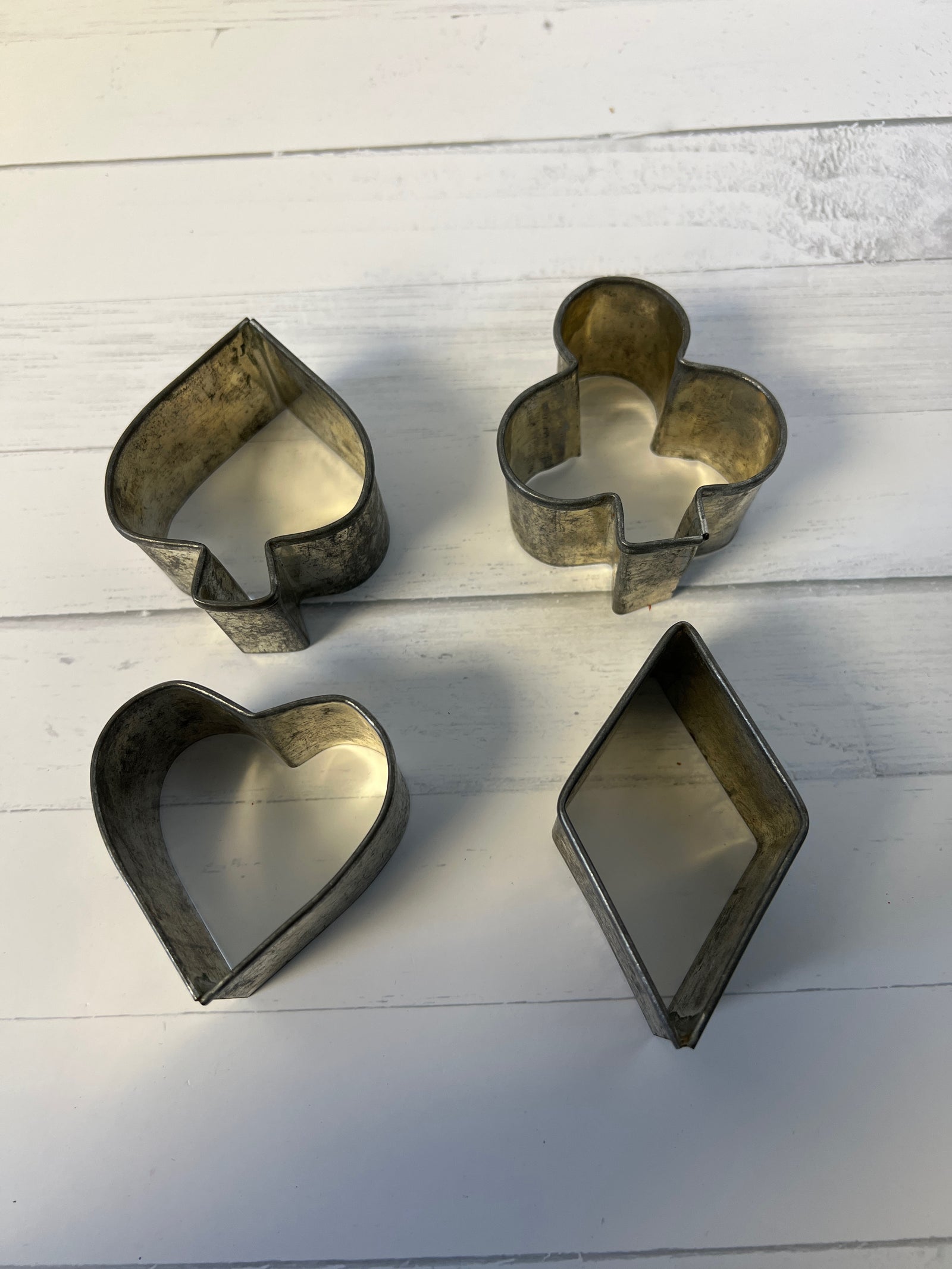 Vintage Playing Card Suit Cookie Cutters Set of 4 Heart Diamond Club Spade Tin