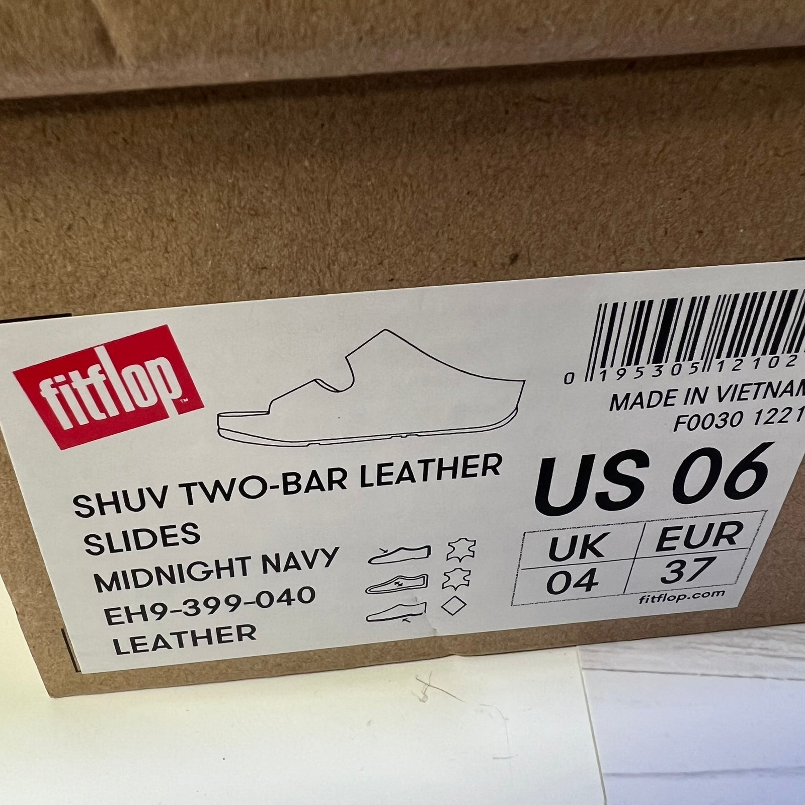 FitFlop Shuv Two Bar Leather Slides Stone Beige Women's Size 6