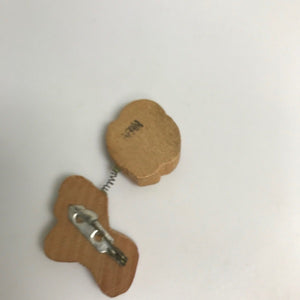 Vintage Carved Wooden Duck Spring Bobble Head Broach Japan