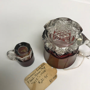 2 Antique 1900s Ruby Red Flask Souvenir Mugs 