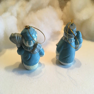 2 Piece Snowman Ornament Set Blue Snowman Christmas Decor