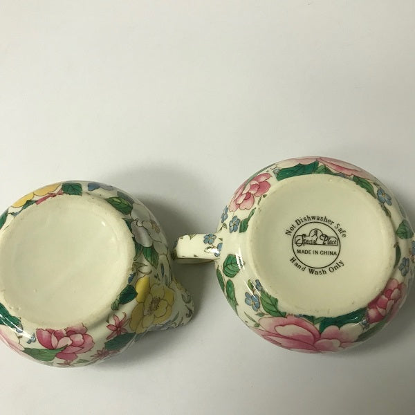 A Special Place China Sugar and Cream Set Floral Pattern