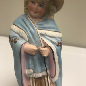 Antique Bisque Figurine with Shepherds Hook