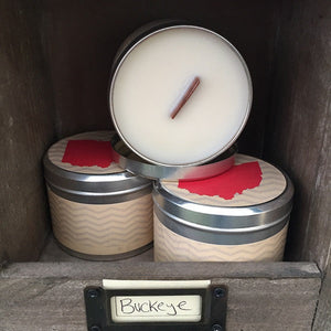 Buckeye Wood Wick Soy Candle OSU Buckeye Fan Candle-Chickenmash Farm
