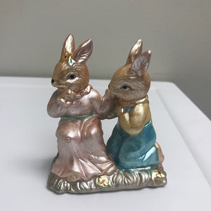 Bunny Rabbit Couple Ceramic Figurine
