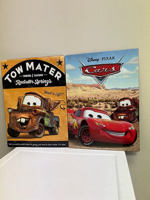 Disney Pixar Cars Metal Wall Sign Set of 2 Tow Mater Lightning McQueen