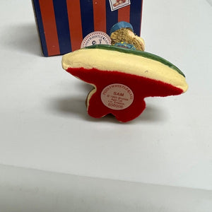 Enesco Penny Whistle Lane Sam Monkey w Sail Boat Figurine 1993