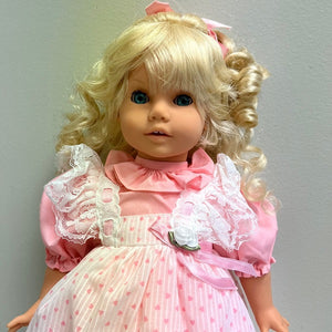 Engel Puppe Doll 17 inch Blond Hair Pink Dress
