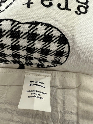 Grateful Table Runner 64 inches Black and White Checkered Apple