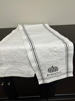 Grateful Table Runner 64 inches Black and White Checkered Apple