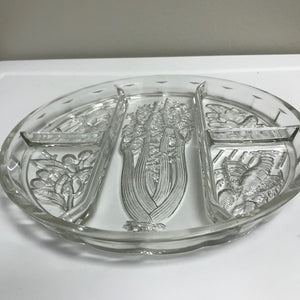 Indiana Glass Round Divided Relish Tray 10.25 Inch Serving Dish