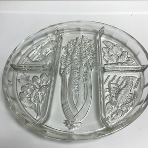 Indiana Glass Round Divided Relish Tray 10.25 Inch Serving Dish