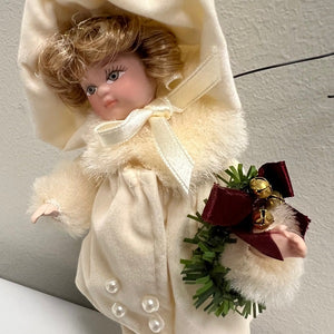 KSA Collectibles Christmas Doll Ornament 6in Holding Wreath 