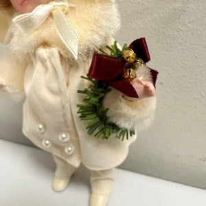 KSA Collectibles Christmas Doll Ornament 6in Holding Wreath
