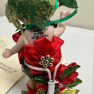 Marie Osmond Porcelain Flower Babies Figurine w Poinsettias