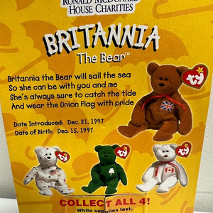 McDonalds Ty Beanie Baby Britannia the Bear Great Britain 1999