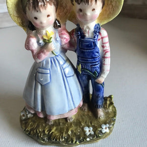 Panda Prints 1975 Schmid Collection Ceramic Boy & Girl Figurine